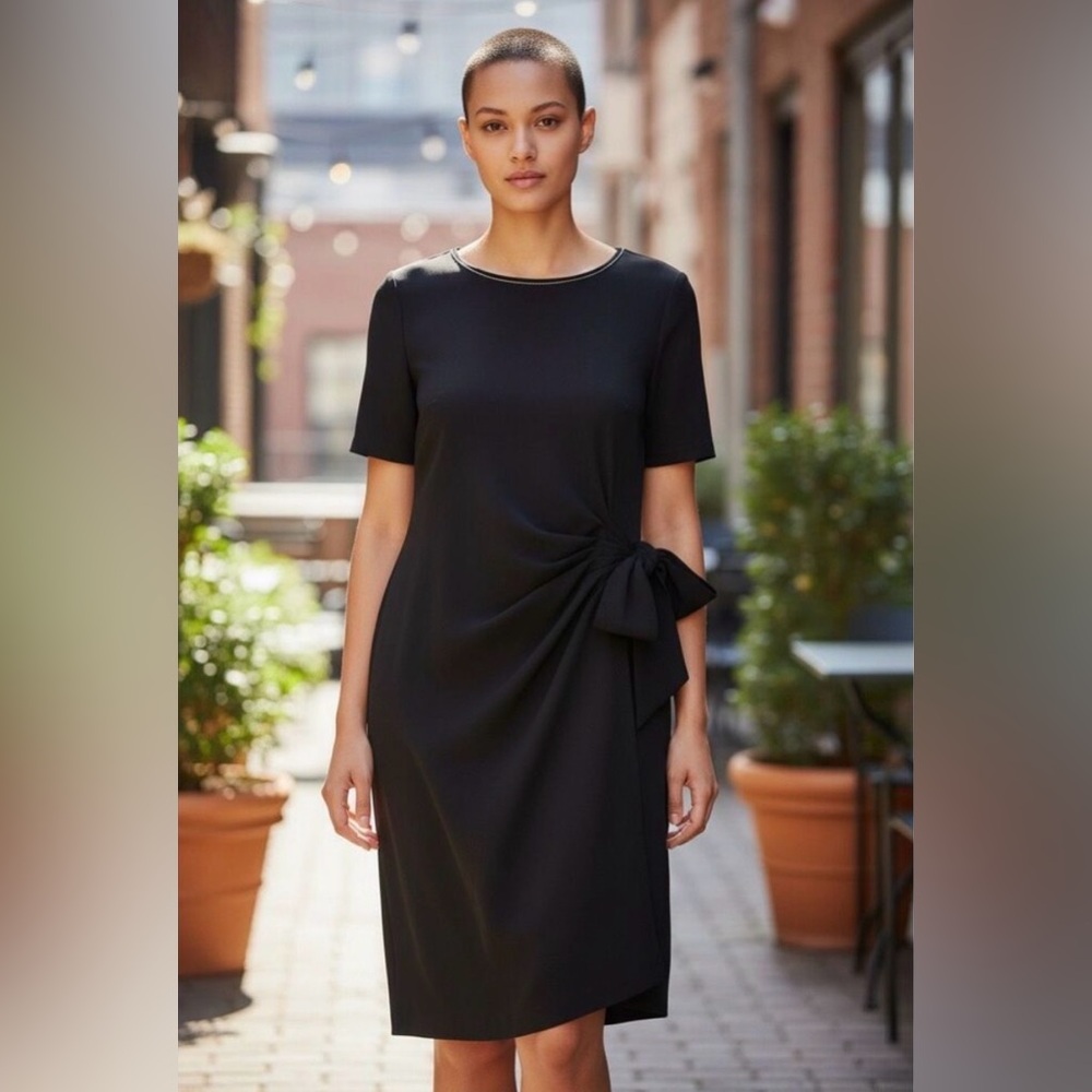 White House Black Market Black Sheath Mini Dress Crew Neck